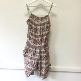 Three little trees lightweight cotton knee length feather print playsuit