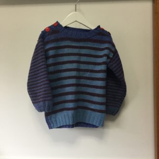 Blue/multi coloured striped knit jumper size 3