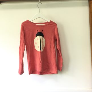 Coral pink ladybird long sleeve cotton top