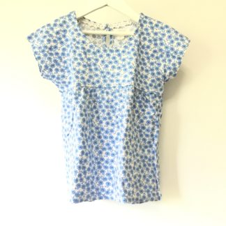 Pumpkin patch blue and white floral top