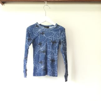 Blue/black spider print long sleeve thermal top