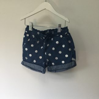 Light cotton denim shorts with silver polka dots, size 5