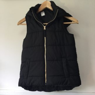 Black hooded puffer vest, unisex, size 10